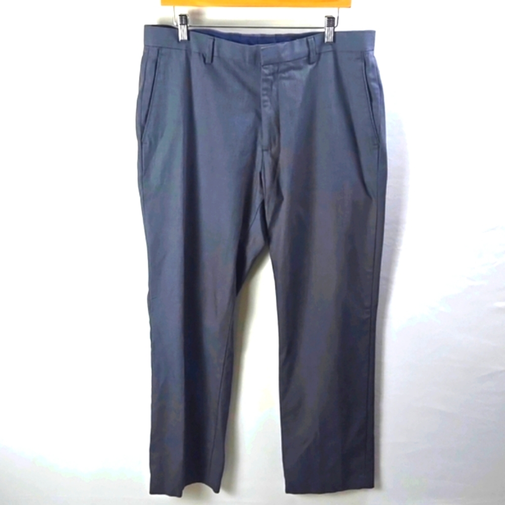 Banana Republic Mens Tailored Slim Fit Non Iron Cotton Basic Blue Pants Sz 35x30